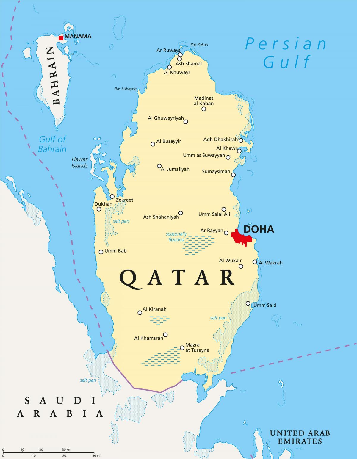 kataras žemėlapis, kuriame miestų