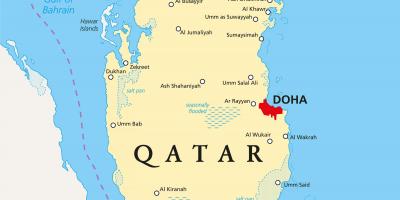 Kataras žemėlapis, kuriame miestų